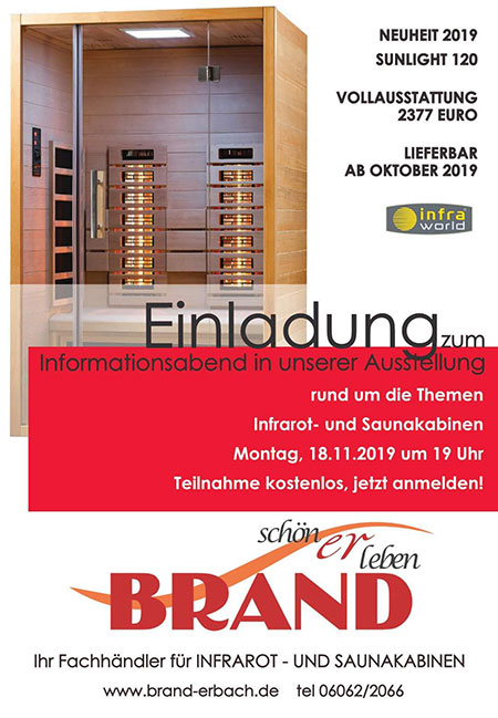 Informationsabend: Infrarot und Sauna - 18.11.2019 - 19 Uhr